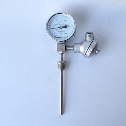 Seismic-resistant far-transmission bimetallic thermometer
