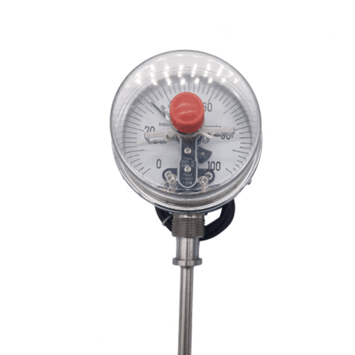 Stainless steel electric contact bimetal thermometer